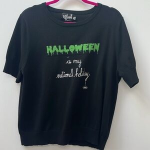 Hell Bunny Halloween is My National Holiday Short Sleeved Sweater, Size 4x